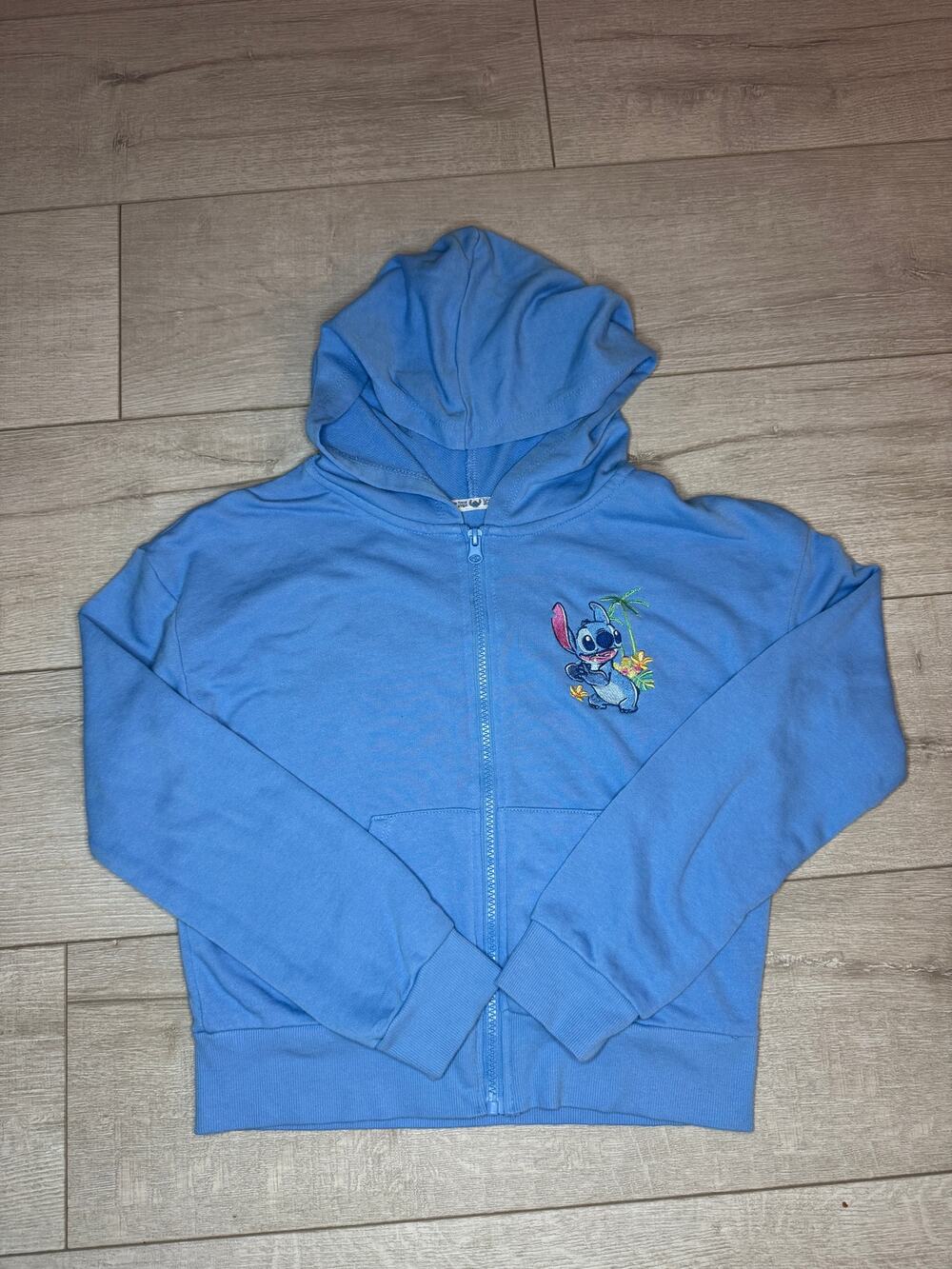 Disney Stitch Aloha Blue Zip-Up Hoodie Sweatshirt Girls XL
